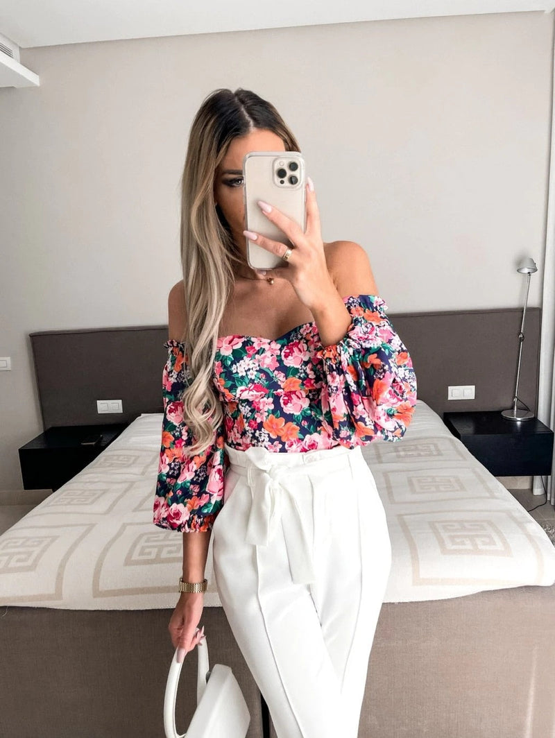 Top Summer Off Shoulder Blouses Holiday Slash Neck Tops