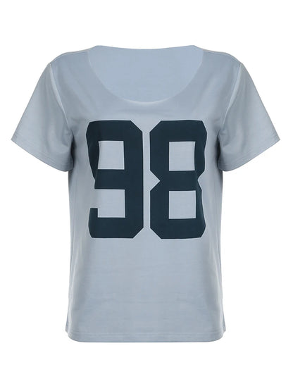 Figure Print Loose Boyfriend Long T-shirt O Neck Short Sleeve Summer Korean Top Tees Simple Lazy Homewear