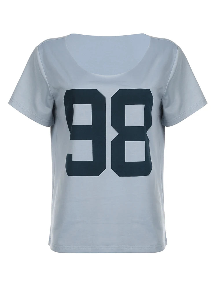 Figure Print Loose Boyfriend Long T-shirt O Neck Short Sleeve Summer Korean Top Tees Simple Lazy Homewear