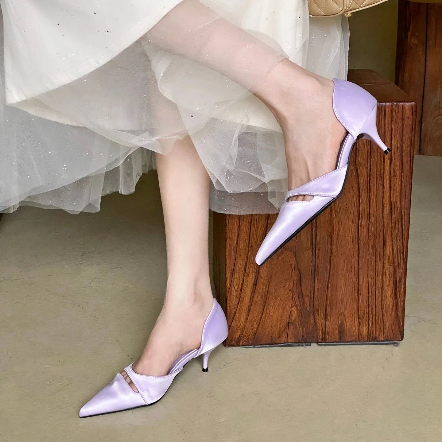Pointed Toe Pumps Summer New Sandals Female Slingback High Heels Designer Brand Comfy Elegance Low Heel Office Shoes