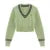 Korean Sweaters Autumn V-neck Y2k Cartoon Embroidery Knitted Tops Winter Soft Basic Long Sleeve Pullovers