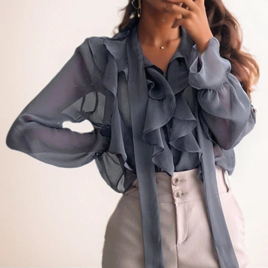 Chiffon Bow Office Lady Blouse
