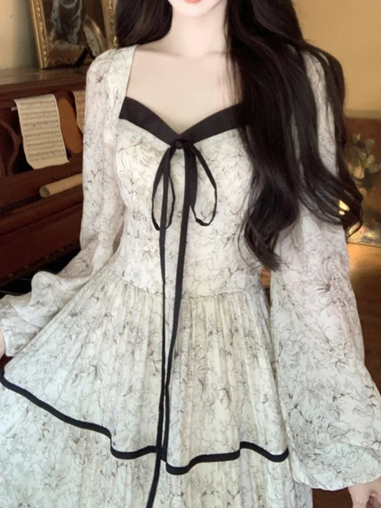 Print Midi Dress Spring Summer Aline Party Birthday Clothes Female Long Vestidos New