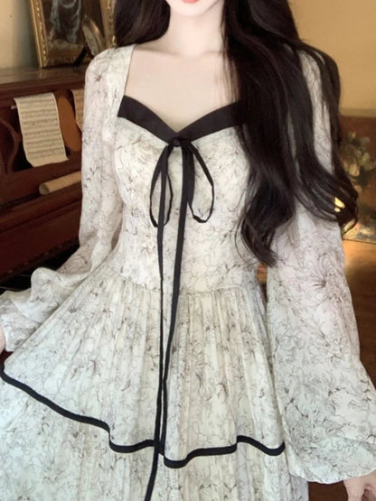Print Midi Dress Spring Summer Aline Party Birthday Clothes Female Long Vestidos New