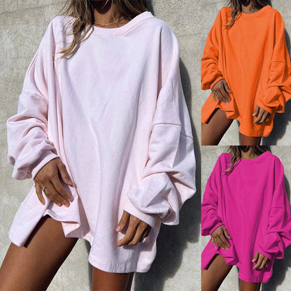 Harajuku Retro Round Neck Loose Sweatshirts New Autumn Long Top Pullover Winter Long Sleeve Simple Jumper