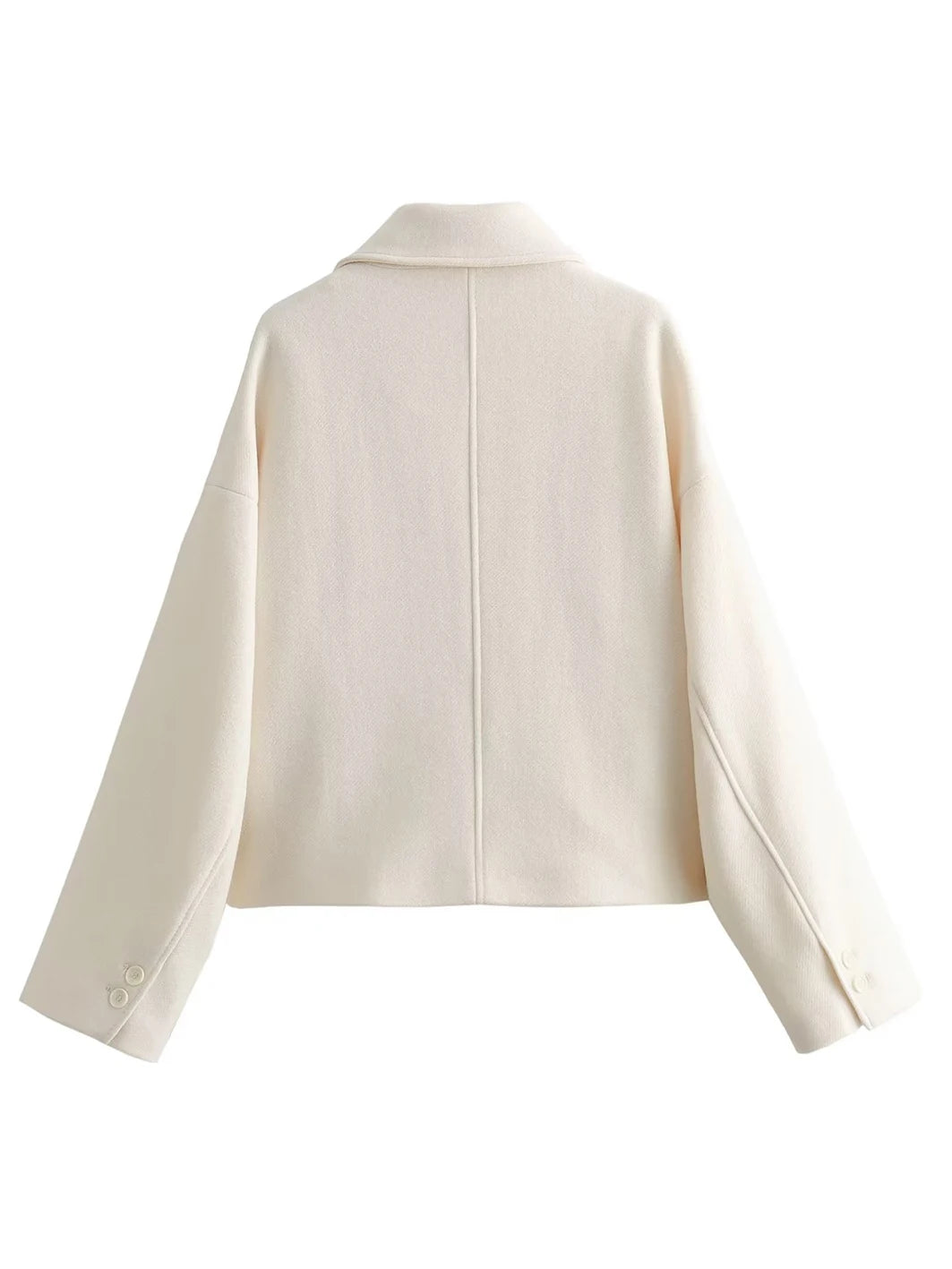 Color Cropped Jacket Woman Spring Turn Down Collar Single Breasted Long Sleeve Coat New Outerwear Tops