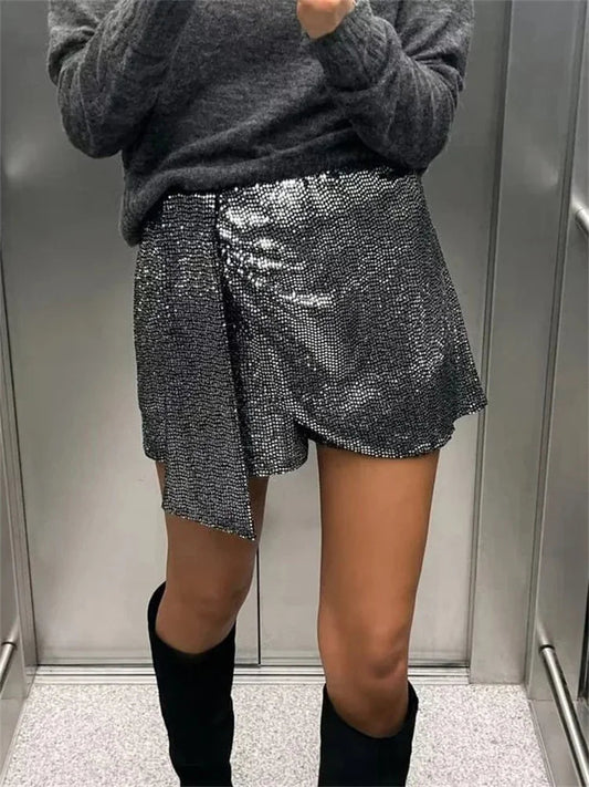 Sequin Y2k Skirt Club Glitter High Street Slim Zipper Loose Patchwork Short Skirt Sparkle Skirt