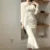 Autumn New Korean Bodycon Midi Dresses for Mesh Patchwork Long Sleeve Fishtail Office Lady Mermaid Party Dress