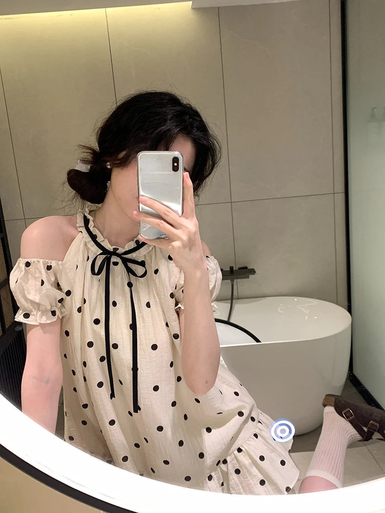 Japanese Kawaii Mini Dress Lolita Dress Female Outwear Beach Style Even Party Clothing Summer Print
