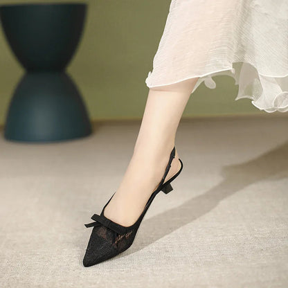 Sandals Clear Heels Pvc Shoes Lace Denim Summer Med Breathable Suit Female Beige Plastic Pointed Medium Low Ne