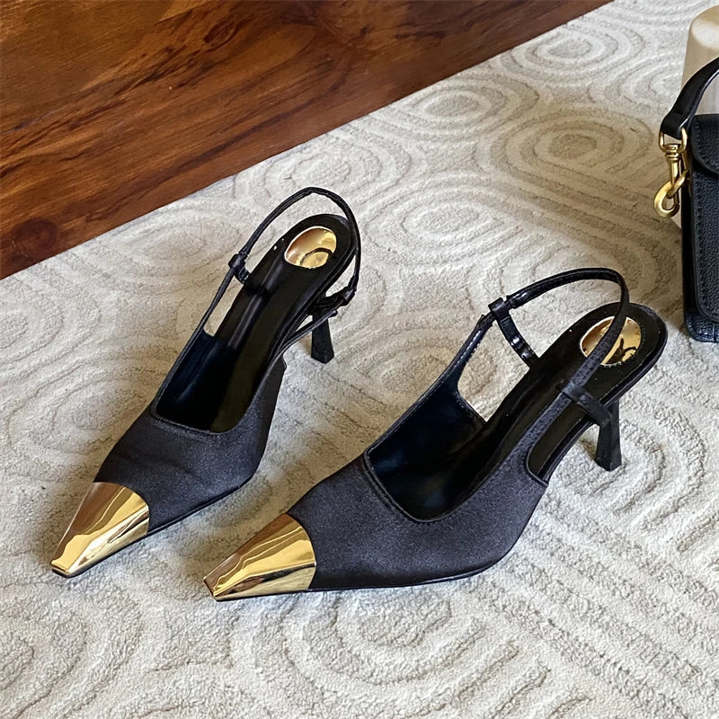 Shallow Pointed Toe Pumps Designer Leopard Print Thin High Heels Stripper Party Slingbacks Shoes