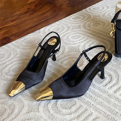 Shallow Pointed Toe Pumps Designer Leopard Print Thin High Heels Stripper Party Slingbacks Shoes