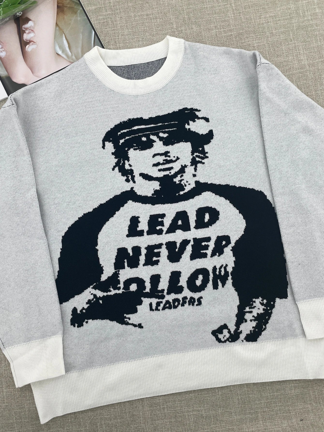 Temperament Commuter Style Pullover Sweater for ’s Autumn and Winter New Loose All-match Crew-neck Knitwear
