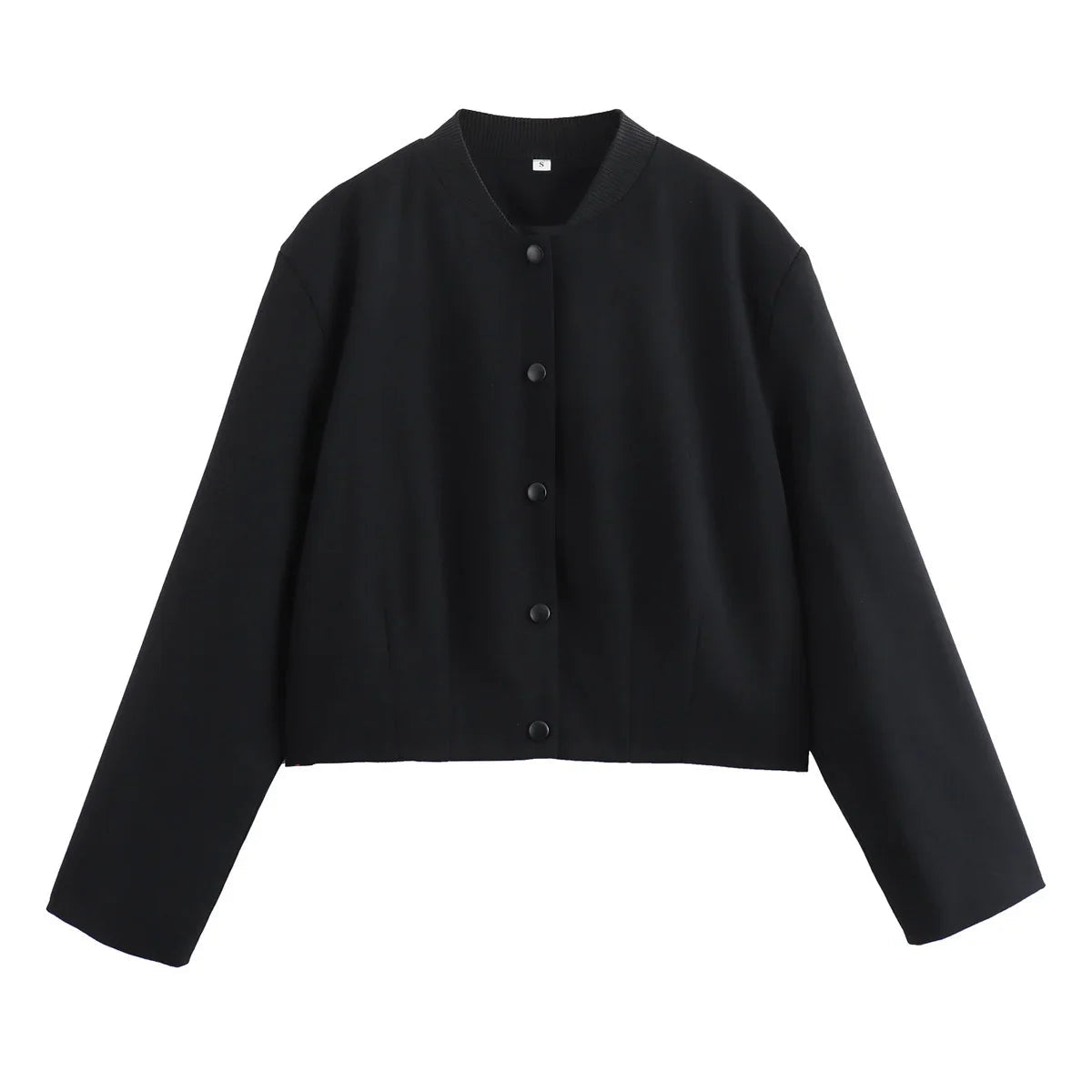 Woman Bomber Jacket White Autumn Winter Cropped Jackets for Long Sleeve With Buttons Lady Outwear