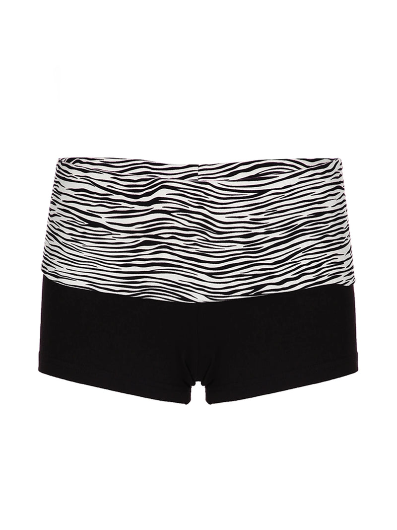 Contrast Stripe Waist Skinny Black Booty Shorts for Basic Summer Vacation Outfits