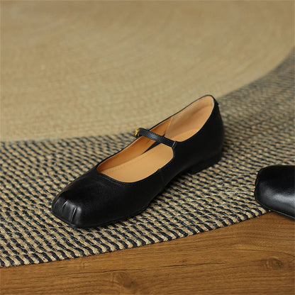 Flats Shoes Genuine Leather Mary Janle Shoes Moccasins Walking Lofers Shoes Females Retro Flats
