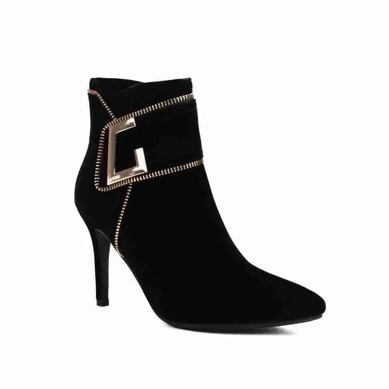 Western Denim Ankle Booties for Pointed Toe Zipper Daily Office High Heels Stilet Boots Autumn Trend New Shoes 3345