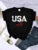 Usa Letters American Flag Stars and Stripes Printed T-shirts Street Hip Hop Tee Clothing Summer Breathable Tshirt Female