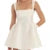 Satin Dress for Summer Color Square Collar Sleeveless Backless a Line Mini Dress Party Dresses