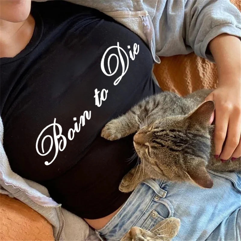 Y2k Summer Cross-border European and American Letter Printed Round Neck ’s Short Sleeved T-shirt