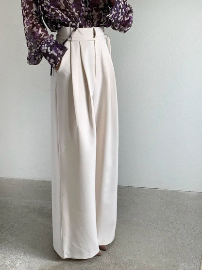 Drop Feeling Wide Leg Suit Pants Spring New High Waist Slimming Versatile Straight Leg Long Trousers