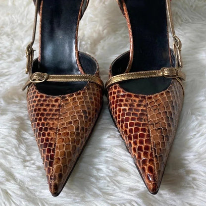 Snake Pointed Stiletto Sandals Belt Buckle Hollow Fine High Heel Sandals New Retro Designer Party Dress Shoes