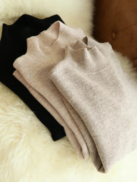 Autumn Winter Bottom Sweaters Turtleneck Pullover Slim Long Sleeve Knitted Jumpers Soft Warm Pull Femme Top