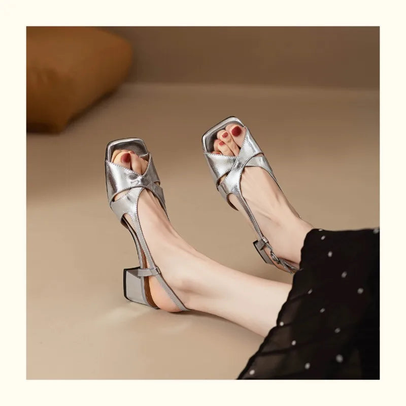 Hollowedout Open Toe Buckle Sandals Shoes Designer Soft Sole Outdoor Beach High Heel Sandals