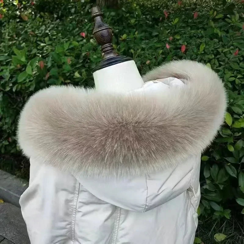 New Faux Fox Fur Collar Winter Fake Fur Scarf Shawls for Coat Warmer Decor Furry Hood Trims Parkas Jacket Fur Scarves