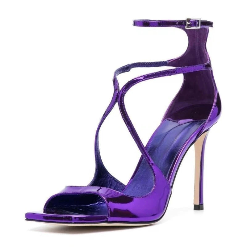 Highquality Hollow Slim High Heel Fish Mouth Sandals, Silk Buckle Strap Runway Shoes