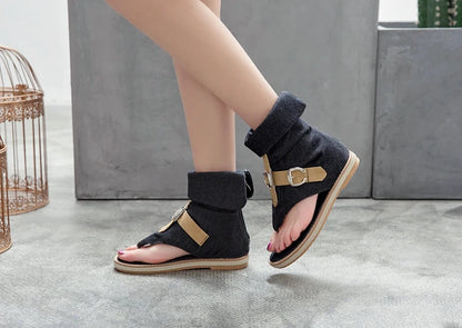 Blue Shoes Buckle Gladiator Sandals Summer Jeans Boots Booties Sandalias Size 43