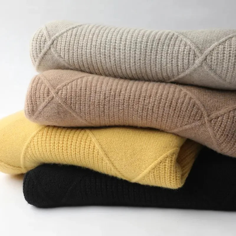 Autumn and Winter New ’s Pullover Sweater Thickened Warmth Knitted Wool Sweater High Collar Df4845