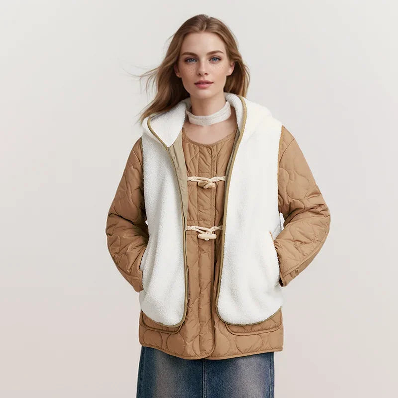 Cotton Jacket Imitation Lamb Wool Vest Waterproof Lightweight Cotton Jacket Winter New Two-piece Set