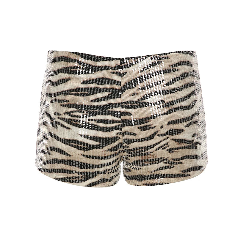 Leopard Hottie Sequin ��s Short Hotsweet Street Style Pants