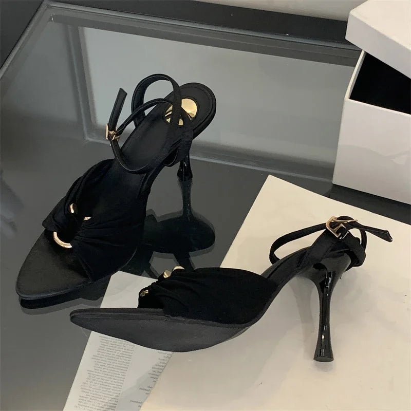 Street Style Thin High Heels Woman Pumps Pointed Toe Slingbacks Stripper Party Dress Shoes