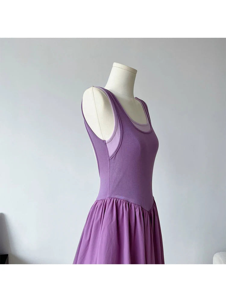 Summer Evening Color Backless Maxi Dress Long Party Frocks Coquette Patchwork Aline Onepiece Korean