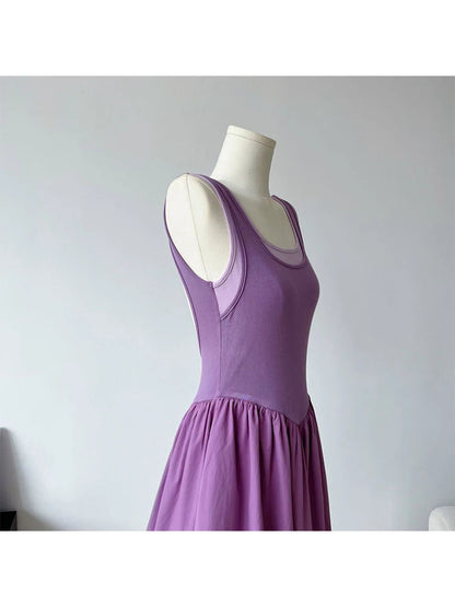 Summer Evening Color Backless Maxi Dress Long Party Frocks Coquette Patchwork Aline Onepiece Korean