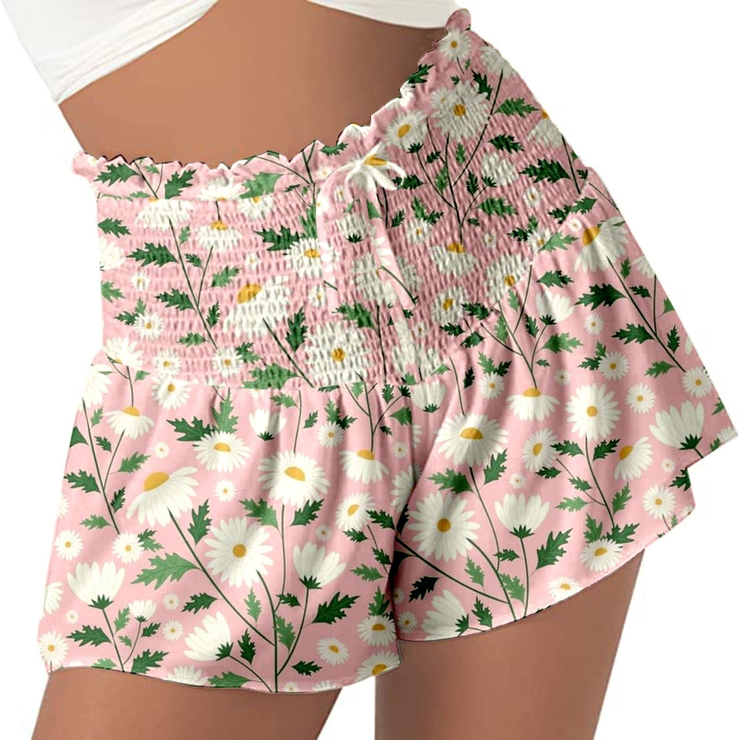High Waist Loose Shorts Sports Drawstrings Print Beach Shorts