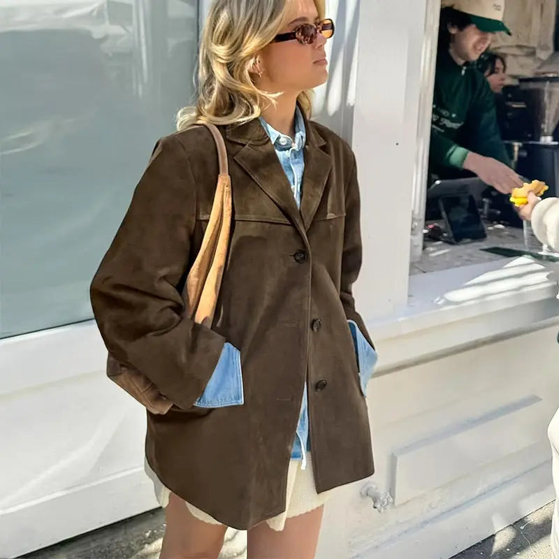 Turn Down Collar Suit Jacket for Long Sleeve Single Breasted Female Coats Autumn Office Suits