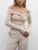 Summer Off-shoulder T-shirt Top ’s Pleated Long Sleeve Inner V-neck White Slim Twist Cropped Pullover Female Tee