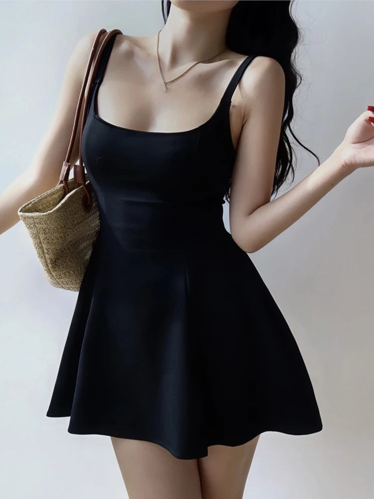 Mini Dress New Summer French Style Spaghetti Strap Aline Backless Vocation Beach Style Y2k Club Prom Vestidos