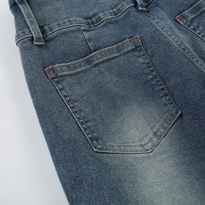 Button-up Denim Pants Street Style Low Rise Baggy Straight Jeans for Y2k Aesthetic Loose Denim Trouser 90s