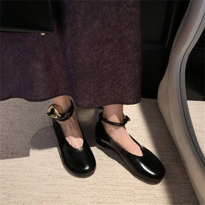 Sandals Mary Jane Flats Dupe Silver Black Gold Big Size Ankle Strap Round Toe Ballerinas Shoes