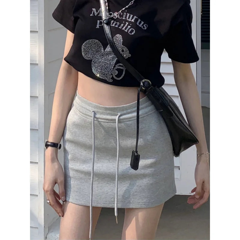 Lace Up High Waisted Mini Skirts Summer Street Bottoms Clubwear Bodycon Skirt