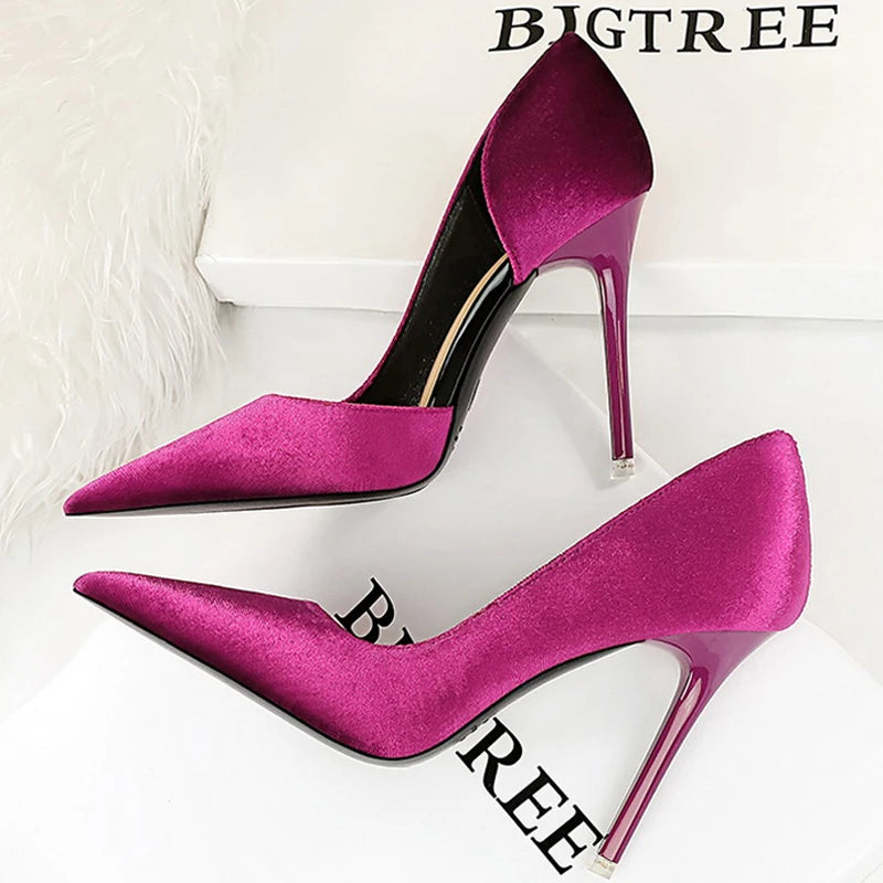 Shoes Purple Pumps Design Suede High Heels Party Shoes Stilettos Lady Heels Pumps Shoes Large Size 43
