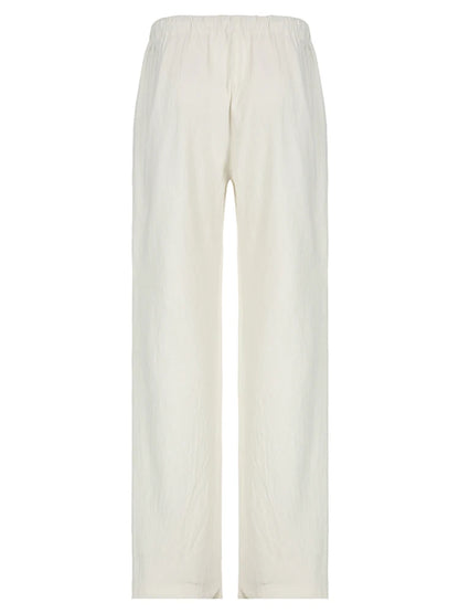Loose Straight Leg Pants for Simple Lazy Comfortable Summer Vacation Trousers