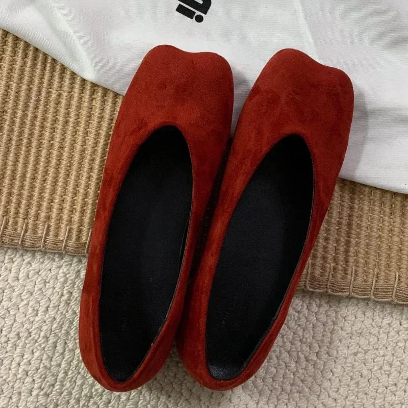 Retro Flat Shoes for Suede Spring Designer Loafer Shoe Shallow Comfort Ballet Mules Pumps Zapatos Mujer
