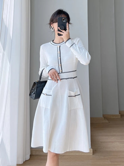 Spring Party Dresses Slim Knitted Midi Dress A-line Lady Korean Autumn Vestidos Mujer