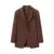 Double Buttons Bf Blazer Boyfriend Notched Cut Out Front Hem Long Sleeve Suit Loose Female Coat Camel