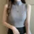 Sleeveless Knit Blouse Summer Color Vest Tops Half High Neck Shirt